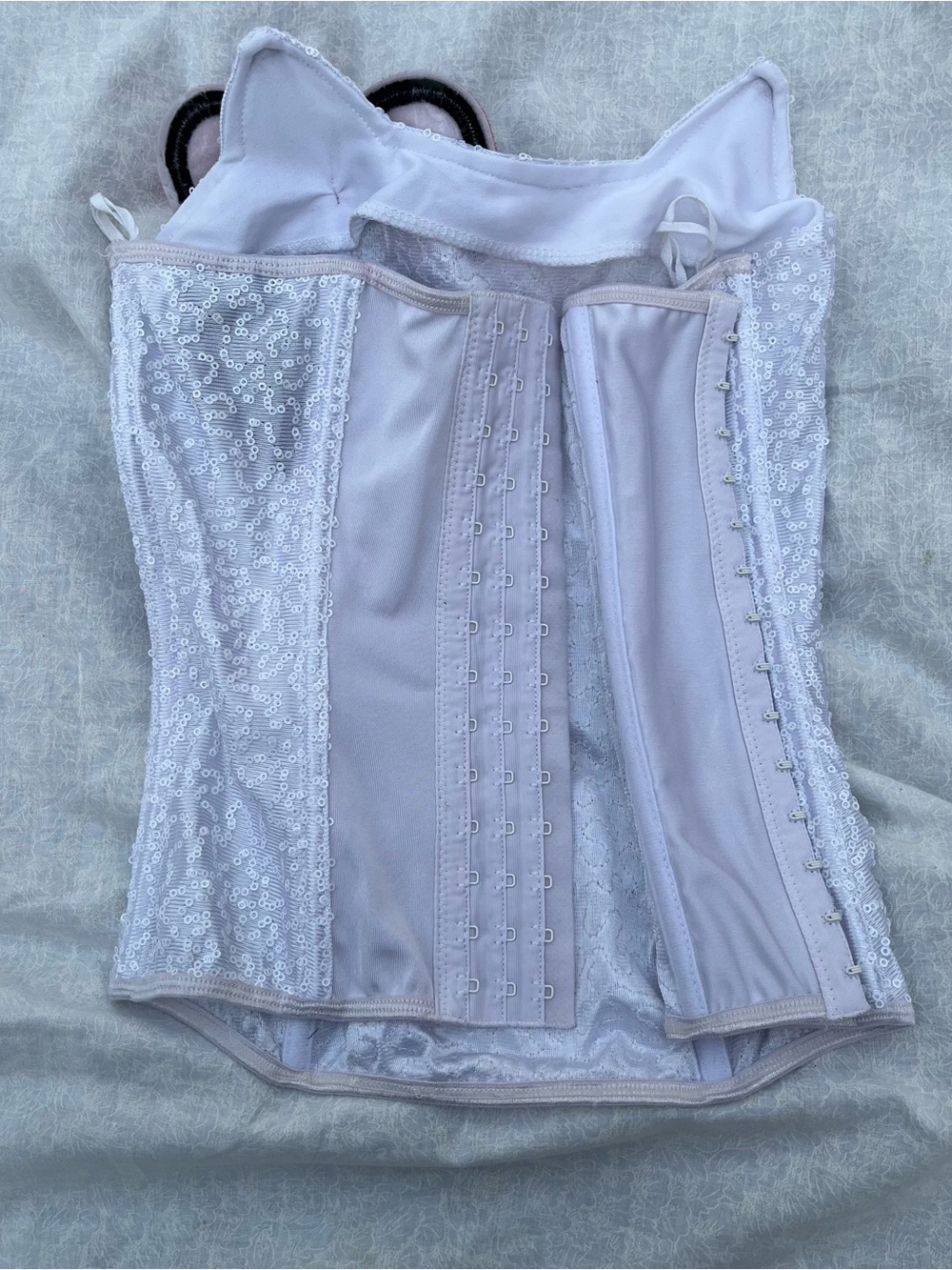 Hello Kitty White Sequin Corset Bustier Top - Picture 3 of 6